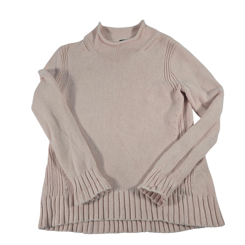 VTG J. Crew oarsman Womens Blush Pink Mock Neck Chunky Shaker Knit Sweater Sz M